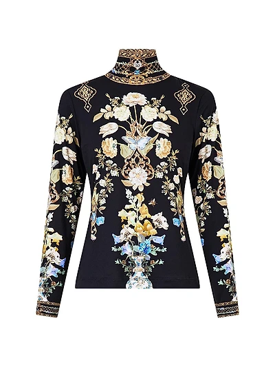 Ottoman Elegance Jersey Turtleneck Top