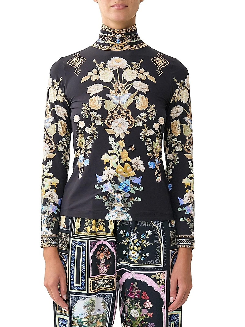 Ottoman Elegance Jersey Turtleneck Top