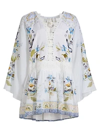 Botanical Ballads Lace-Trimmed Cotton-Silk Minidress
