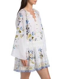 Botanical Ballads Lace-Trimmed Cotton-Silk Minidress