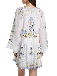 Botanical Ballads Lace-Trimmed Cotton-Silk Minidress