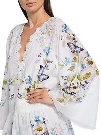 Botanical Ballads Lace-Trimmed Cotton-Silk Minidress