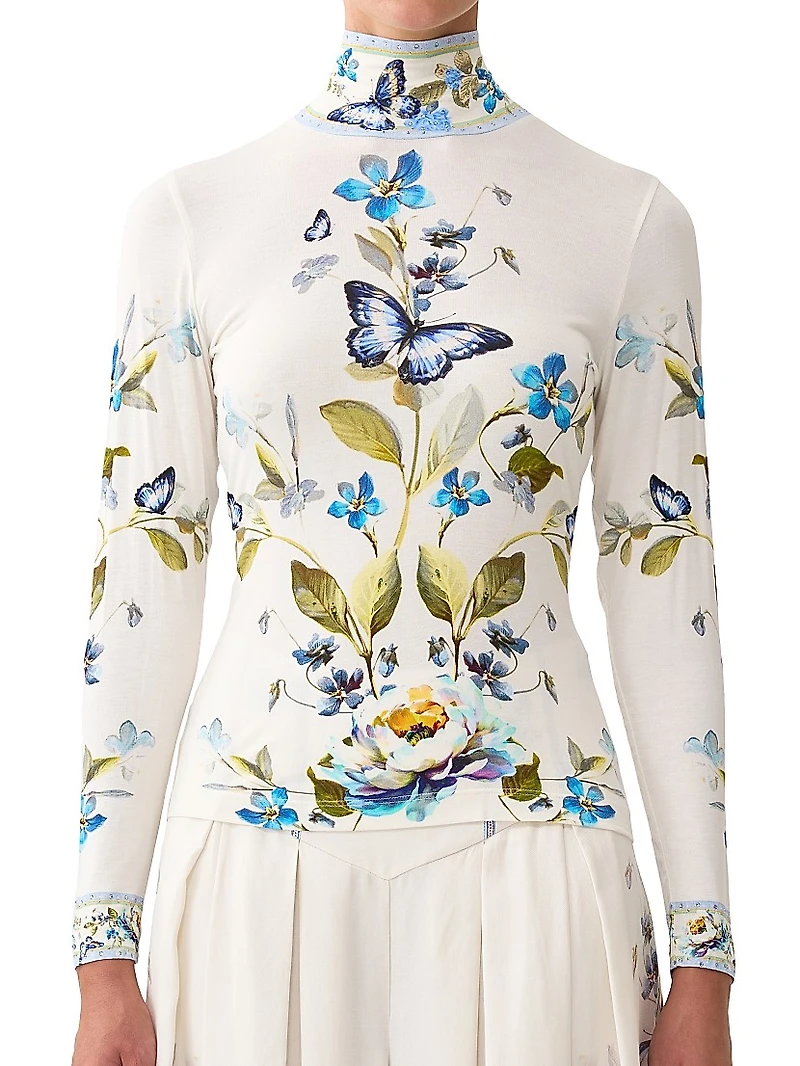 Botanical Ballads Jersey Turtleneck Top