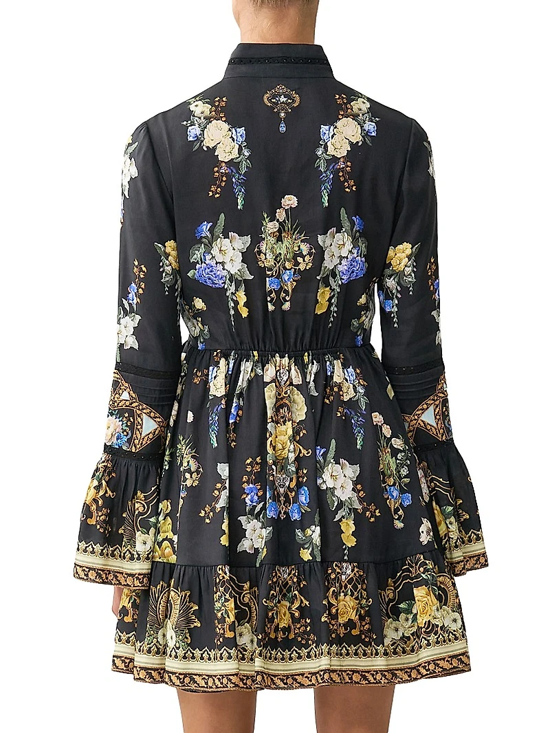 Ottoman Elegance Linen-Silk Minidress