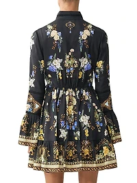 Ottoman Elegance Linen-Silk Minidress