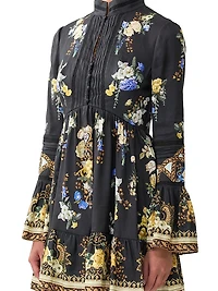 Ottoman Elegance Linen-Silk Minidress