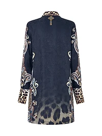 Istanbul Animalia Printed Silk Mini-Shirtdress