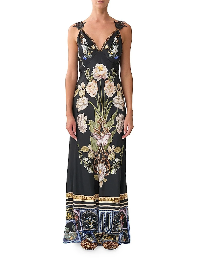 Ottoman Elegance Bias Slip Maxi Dress