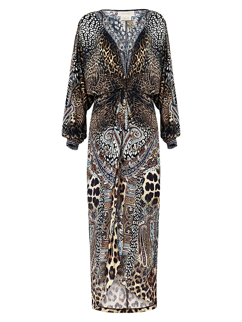 Istanbul Animalia Printed Twist-Front Midi-Dress