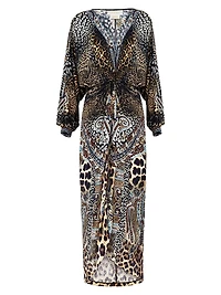 Istanbul Animalia Printed Twist-Front Midi-Dress