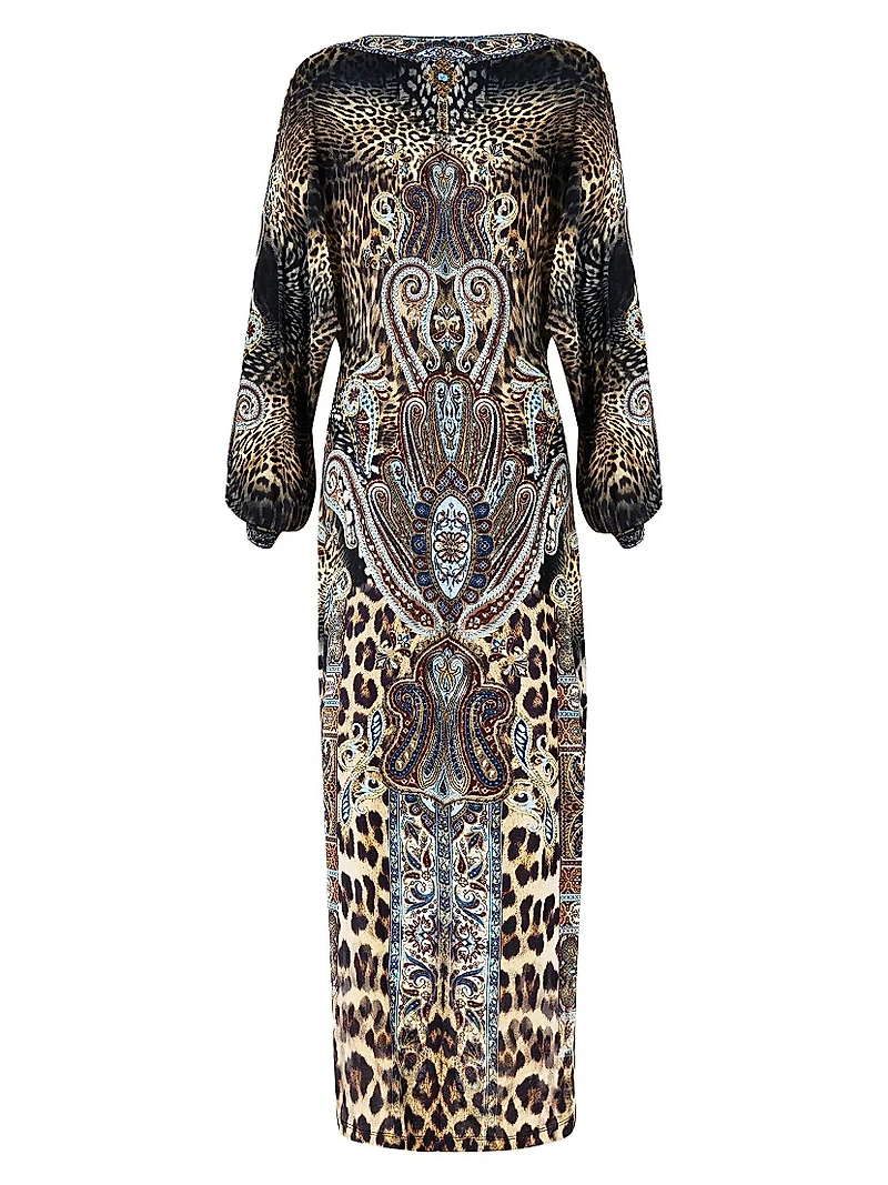 Istanbul Animalia Printed Twist-Front Midi-Dress
