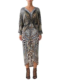 Istanbul Animalia Printed Twist-Front Midi-Dress