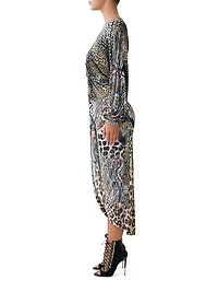 Istanbul Animalia Printed Twist-Front Midi-Dress
