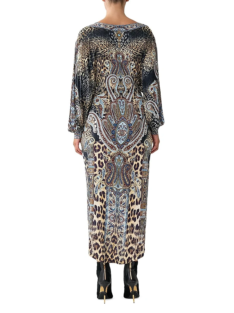 Istanbul Animalia Printed Twist-Front Midi-Dress