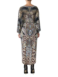 Istanbul Animalia Printed Twist-Front Midi-Dress