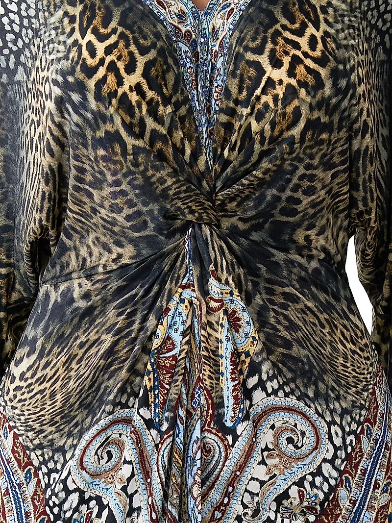 Istanbul Animalia Printed Twist-Front Midi-Dress