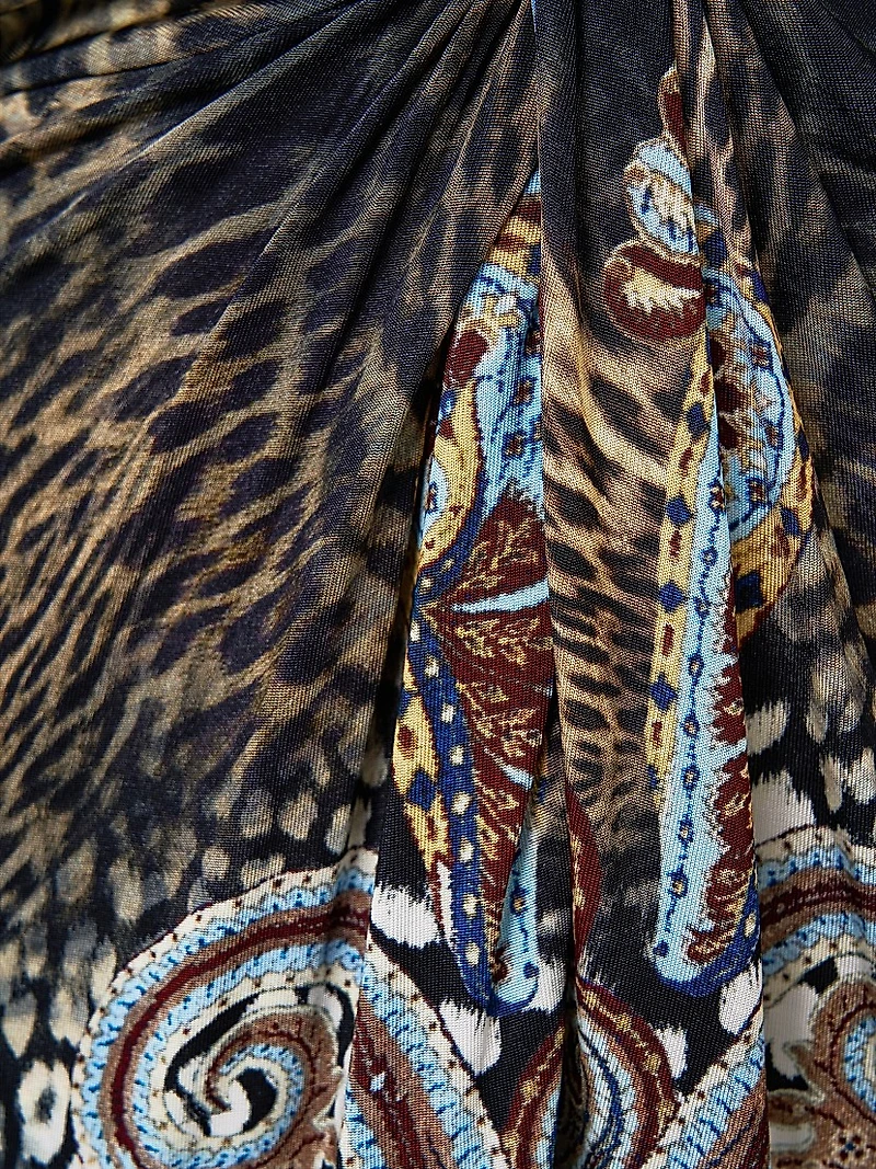 Istanbul Animalia Printed Twist-Front Midi-Dress