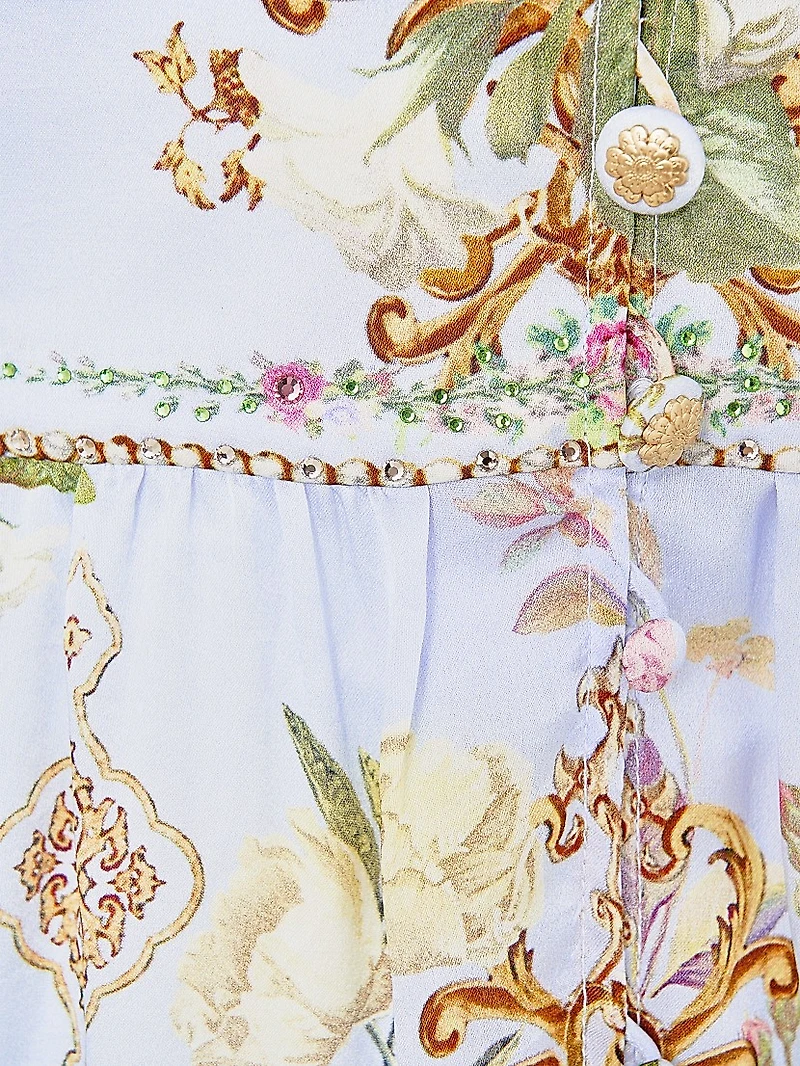 Tiled Time Silk Frill Minidress