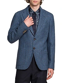 Houndstooth Wool-Blend Blazer