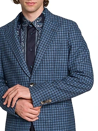 Houndstooth Wool-Blend Blazer