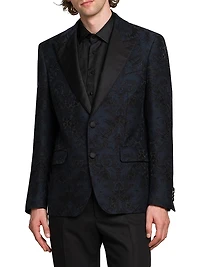 Printed Cotton-Silk Blazer