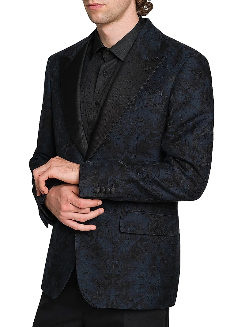 Printed Cotton-Silk Blazer