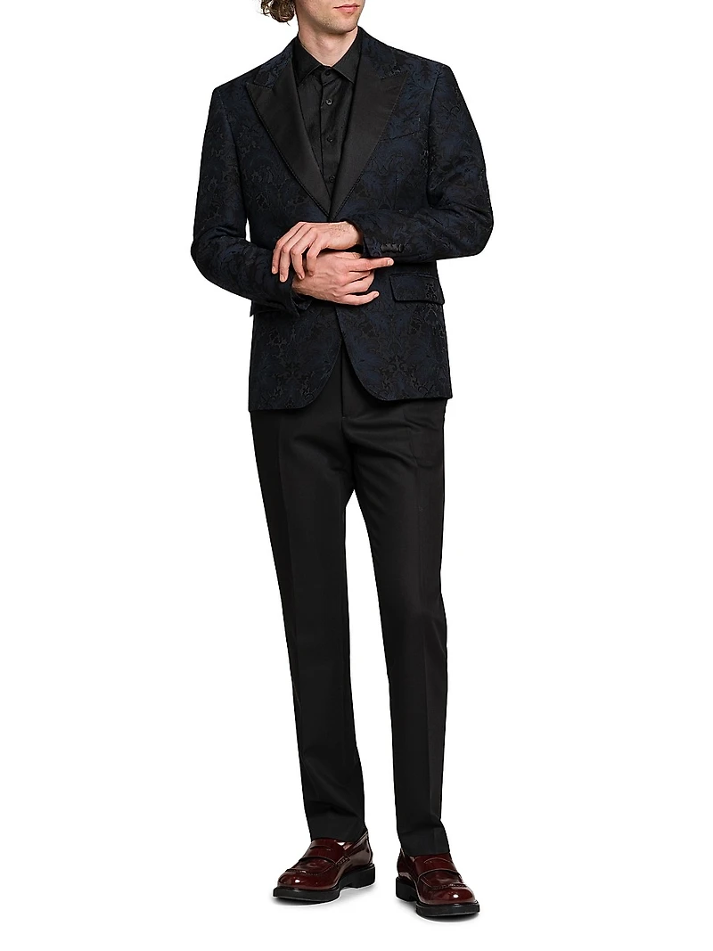 Printed Cotton-Silk Blazer