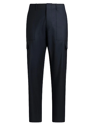 Cargo Wool Slim-Leg Trousers
