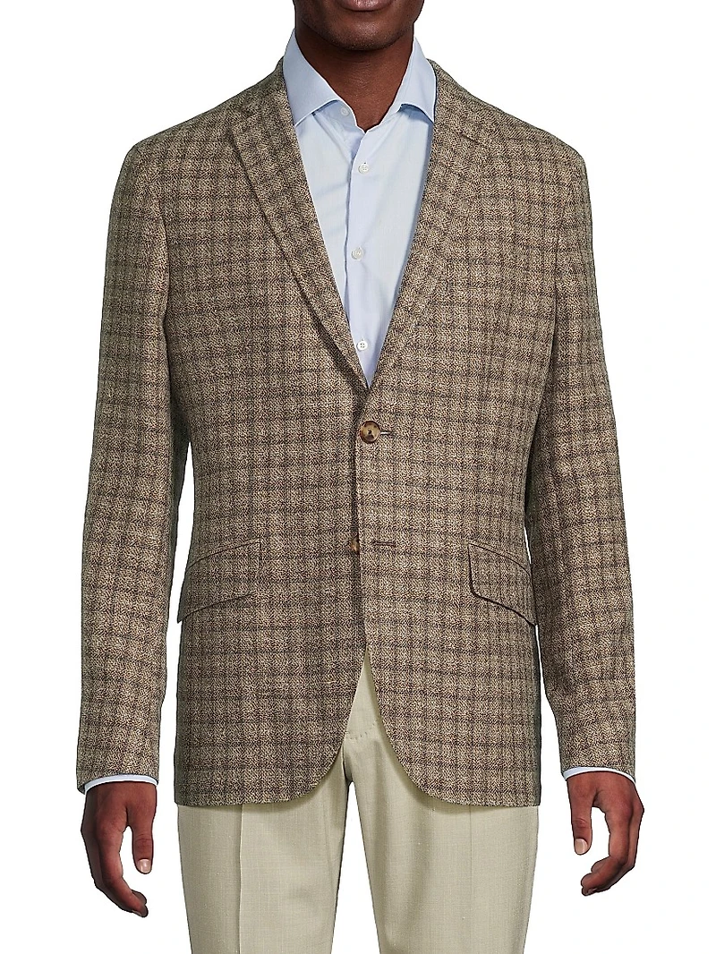 J Check Wool-Blend Blazer