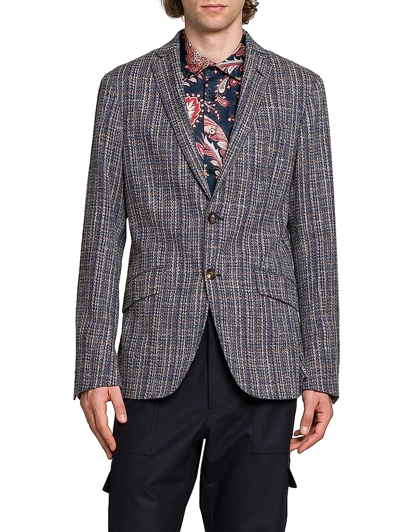 Textured Stretch-Cotton Blazer