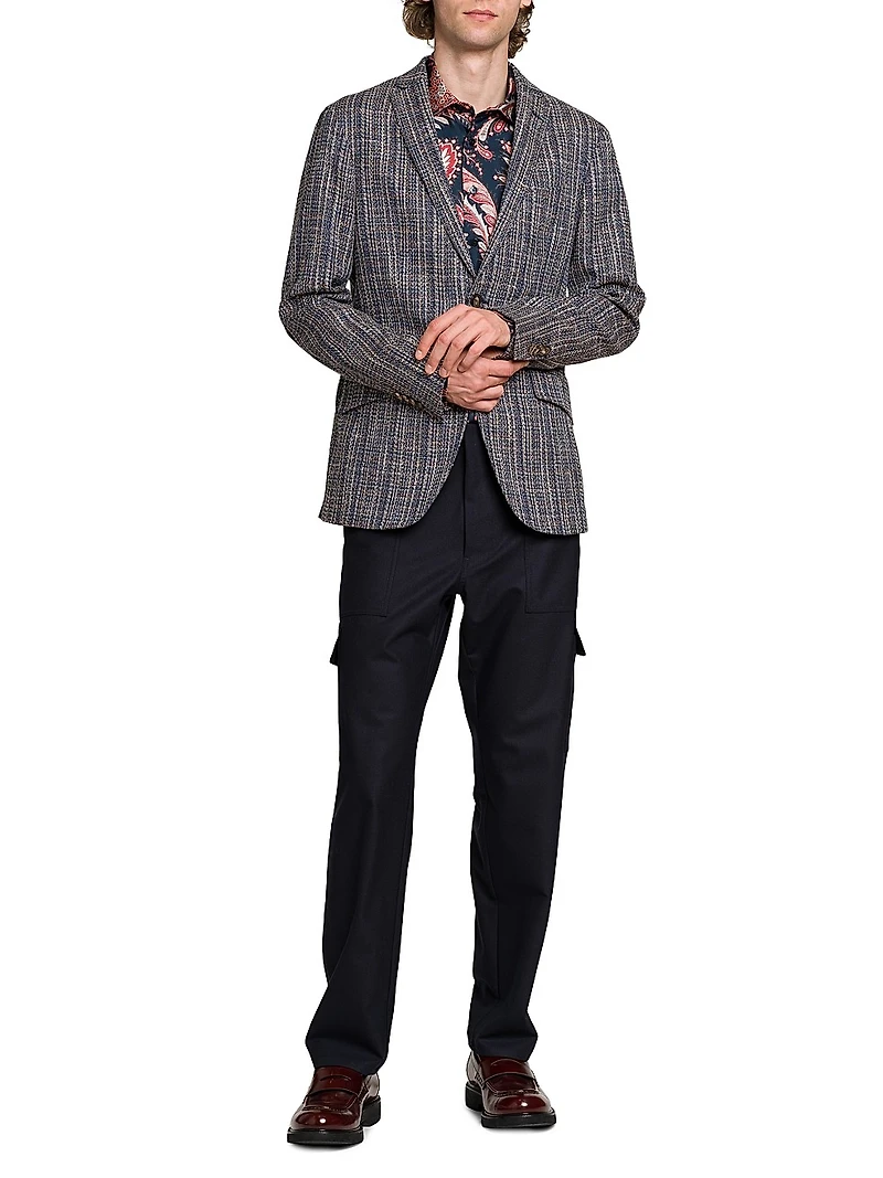 Textured Stretch-Cotton Blazer