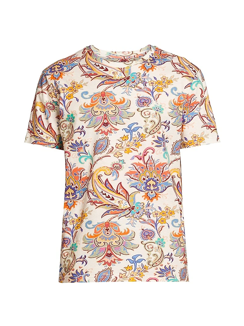 Paisley Cotton-Linen T-Shirt