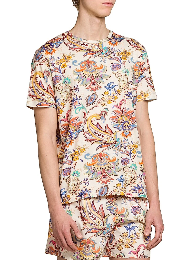 Paisley Cotton-Linen T-Shirt