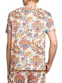Paisley Cotton-Linen T-Shirt