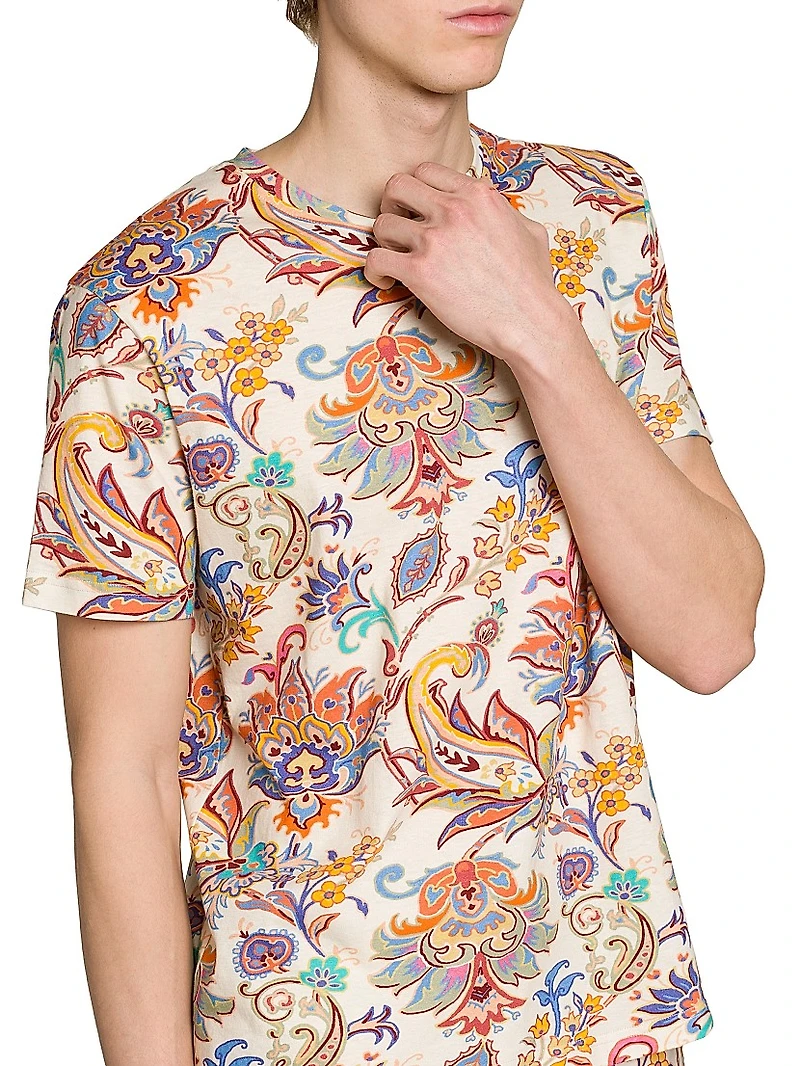 Paisley Cotton-Linen T-Shirt