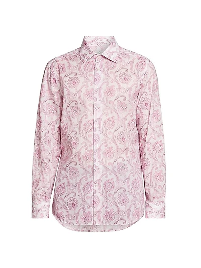 Paisley Cotton Button-Front Shirt