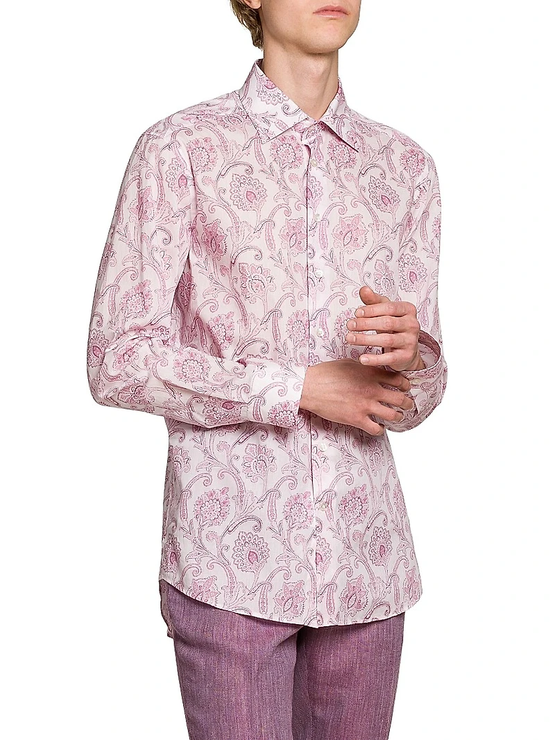Paisley Cotton Button-Front Shirt
