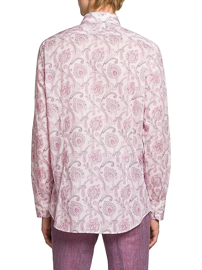Paisley Cotton Button-Front Shirt