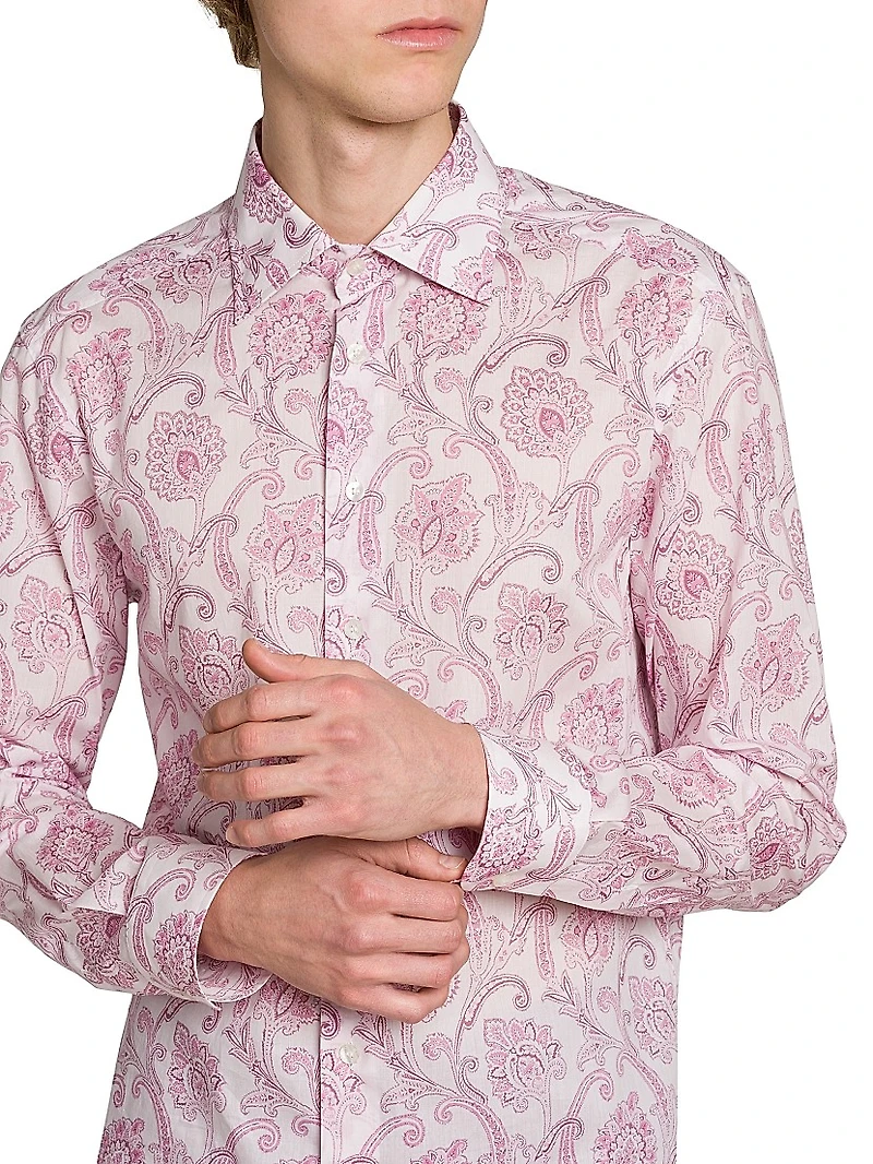 Paisley Cotton Button-Front Shirt