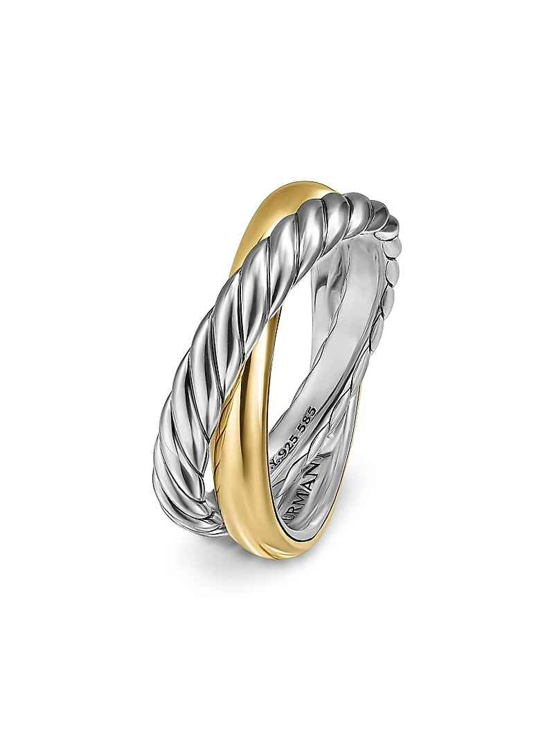 Crossover Two Row Rotating Ring Sterling Silver