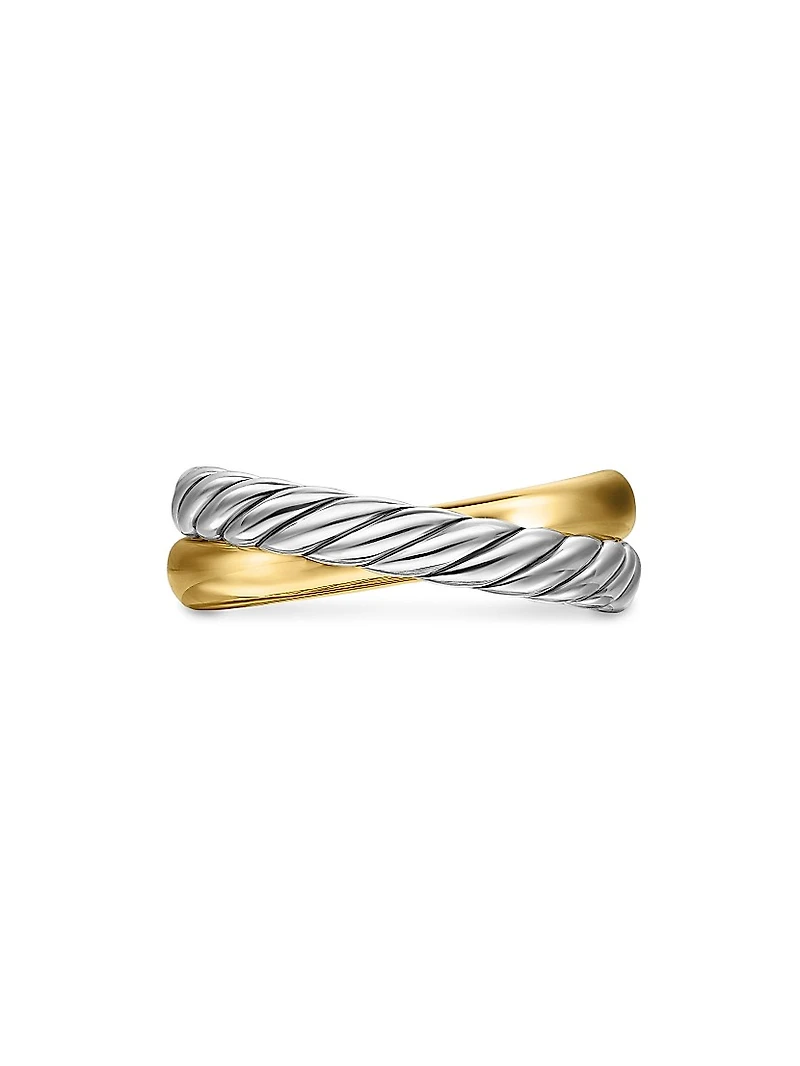 Crossover Two Row Rotating Ring Sterling Silver