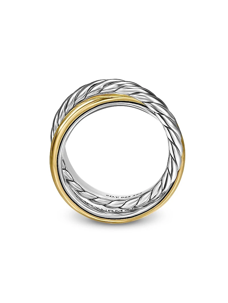 Crossover Two Row Rotating Ring Sterling Silver