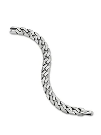 Curb Chain Angular Link Bracelet Sterling Silver, 11.5MM