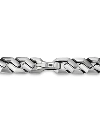 Curb Chain Angular Link Bracelet Sterling Silver, 11.5MM
