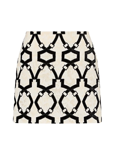 Jayla Flocked Velvet Lace Miniskirt