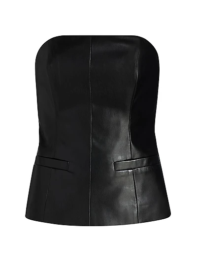 Faux-Leather Strapless Top