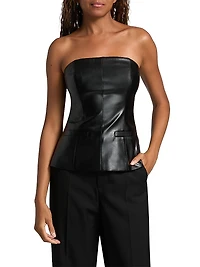 Faux-Leather Strapless Top