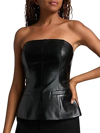 Faux-Leather Strapless Top