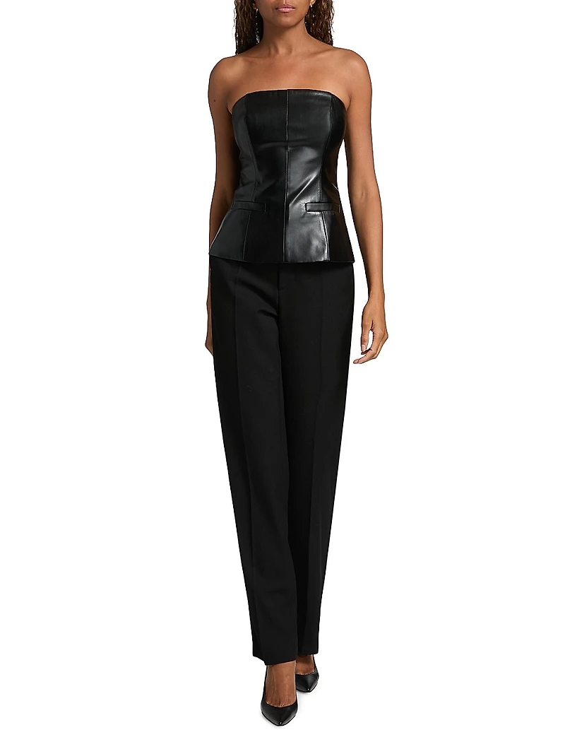 Faux-Leather Strapless Top