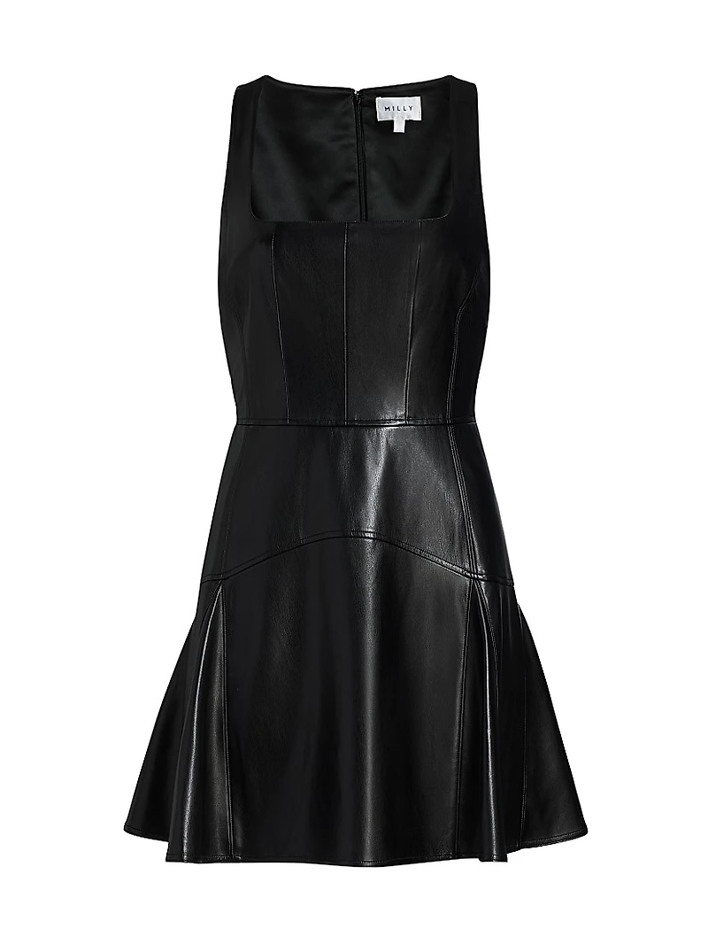 Faux-Leather A-Line Minidress